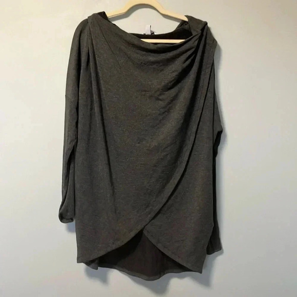 Athleta Sweaters - Athleta Grey faux wrap hooded sweater